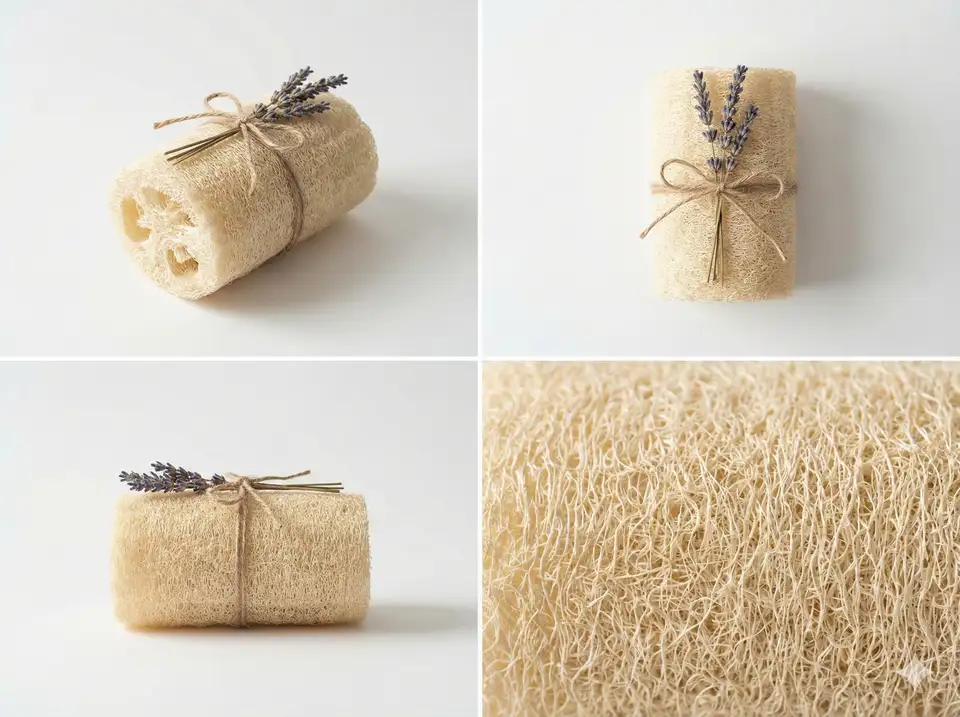 Professional product photography of loofah soap bars