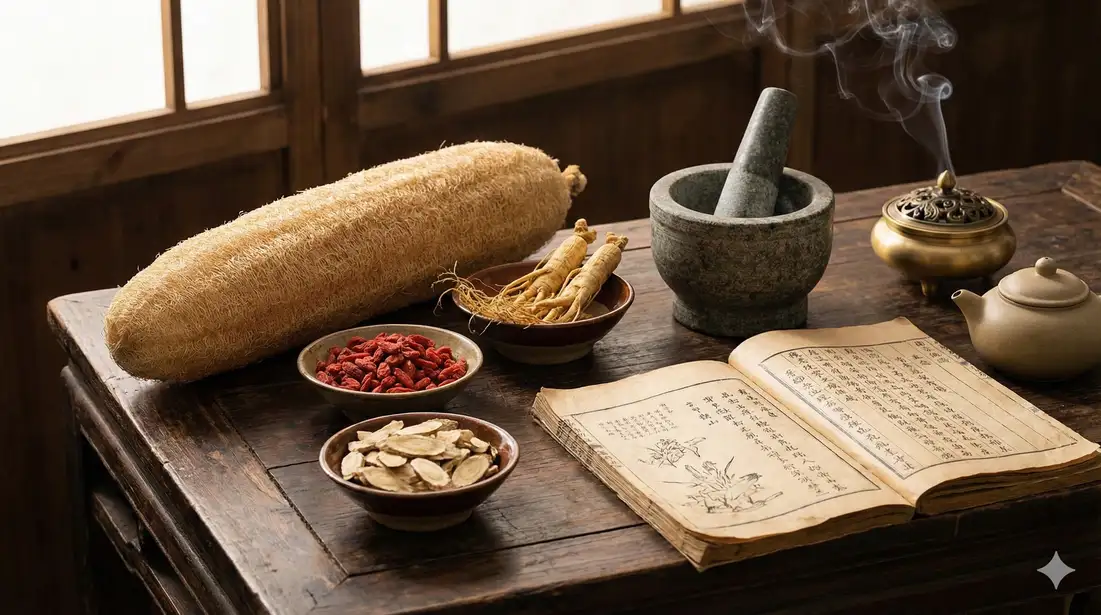 Luffa used in traditional Chinese medicine preparation