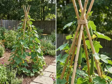 Obelisk trellis for container gardening