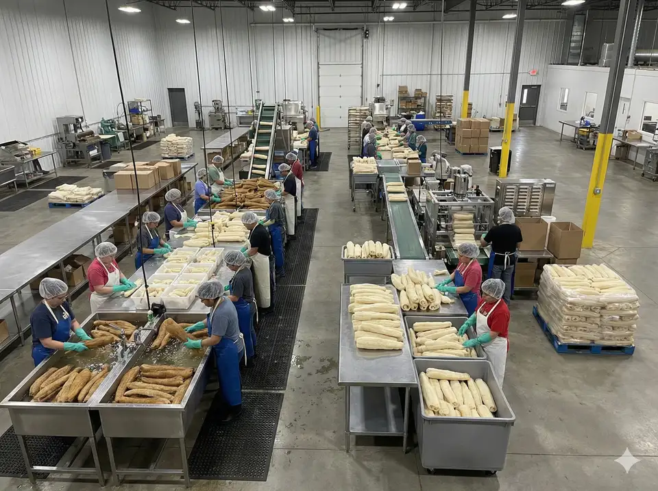 Commercial loofah processing facility with drying racks