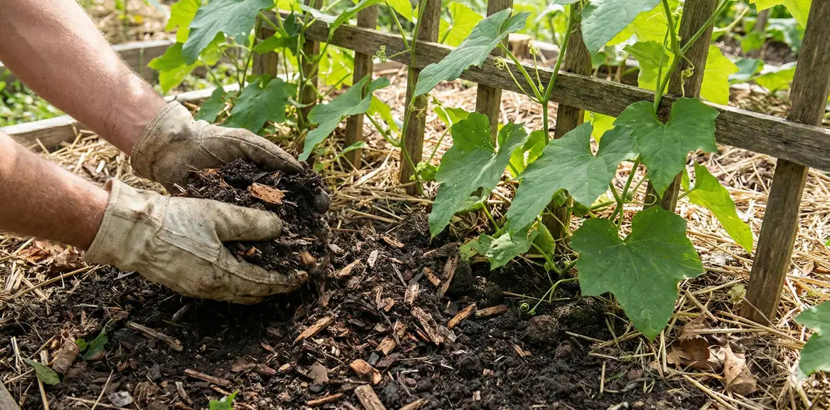 Compost and organic fertilizer application for loofah