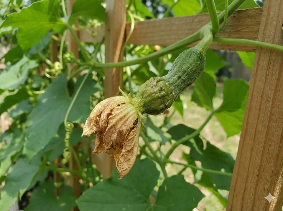 Small loofah fruit caused by poor or incomplete pollination
