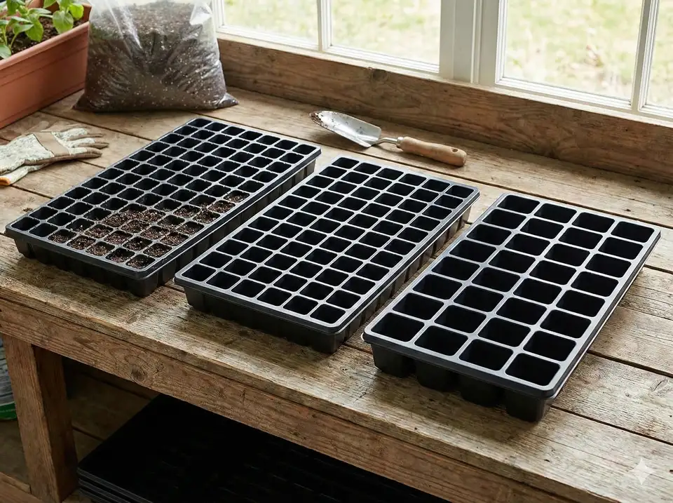 Cell insert trays organized for efficient seed starting