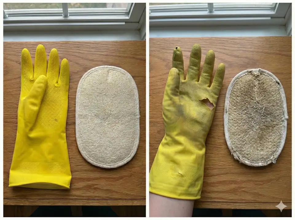 Showing wear patterns and lifespan of gloves versus pads