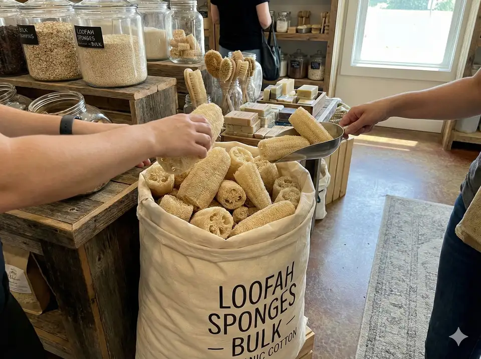 Bulk bin or package-free loofah purchase options