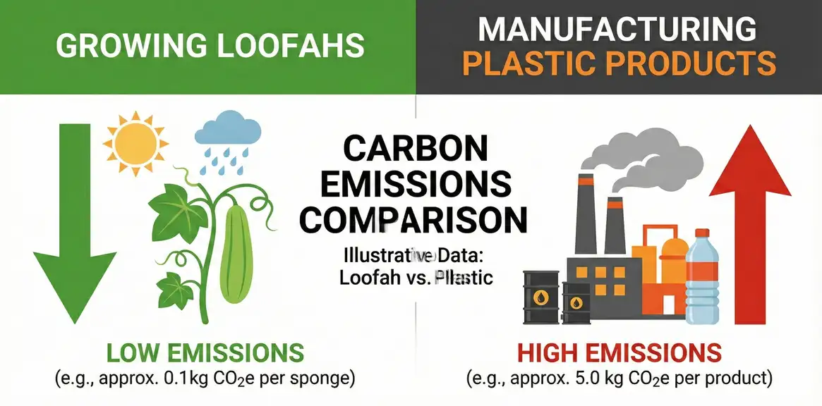 Carbon footprint comparison of loofah vs plastic sponges