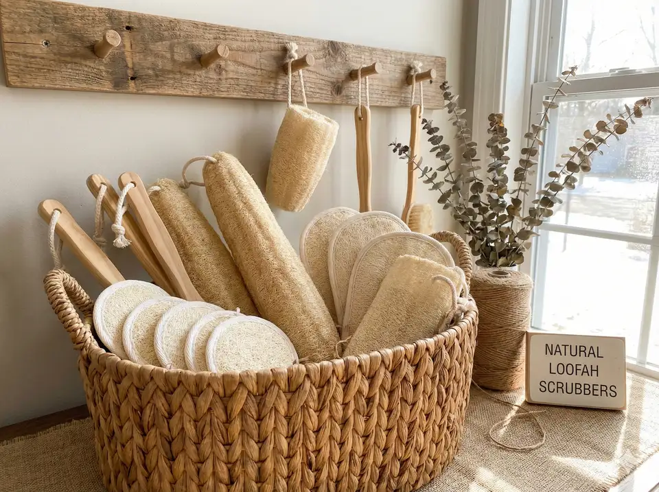 Finished kitchen loofah scrubbers in various sizes