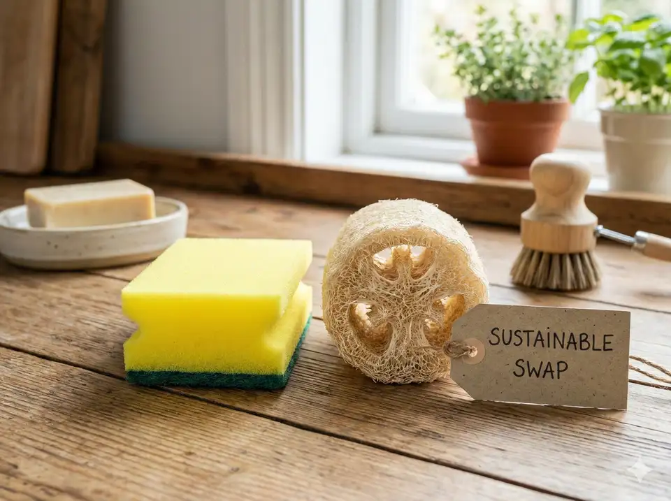 Synthetic kitchen sponge vs loofah kitchen scrubber